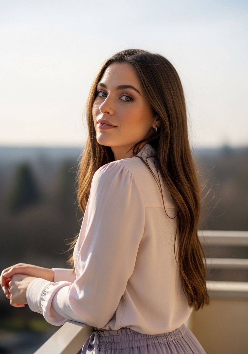 Rounded Sleek Long Layers Hairstyle