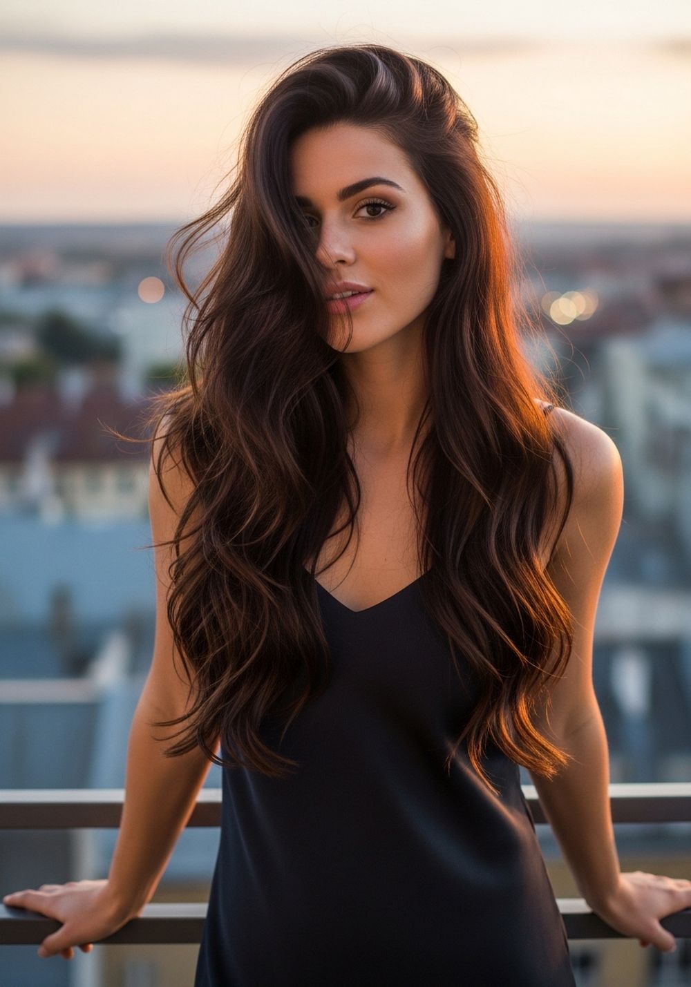 Side-Part Bombshell Brunette Blowout