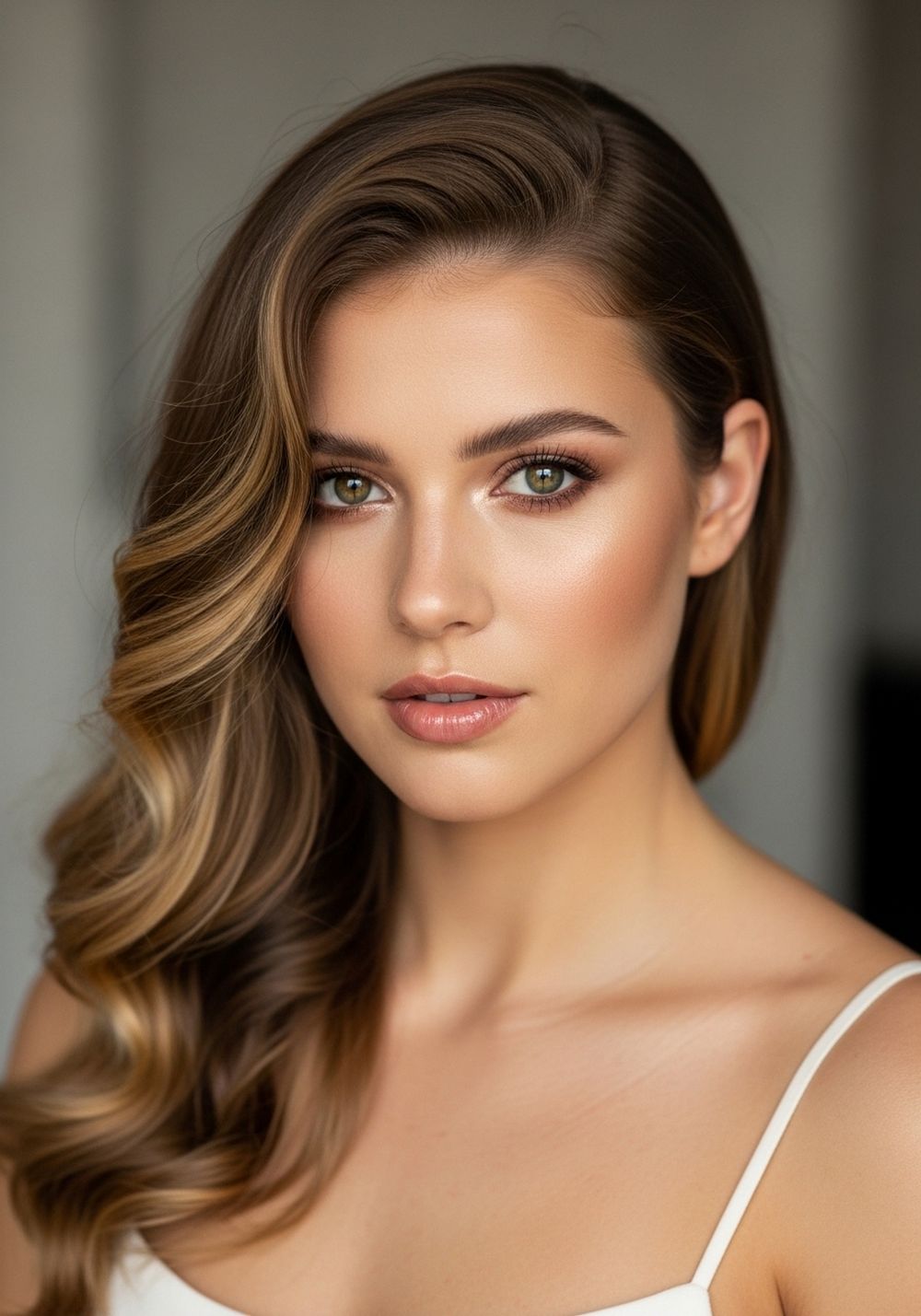 Side-Part Glam Robe-Belt Curls Hairstyles