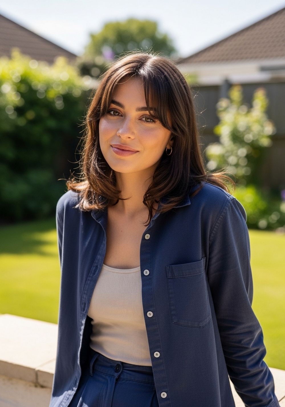 Sleek Curtain Layered Fringe Hairstyle