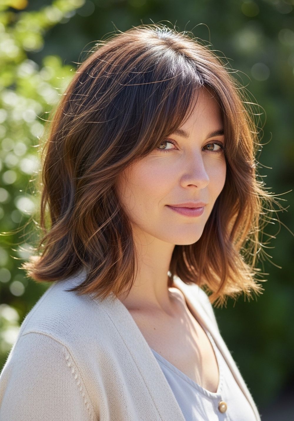 Textured Lob with Face-Framing Layers