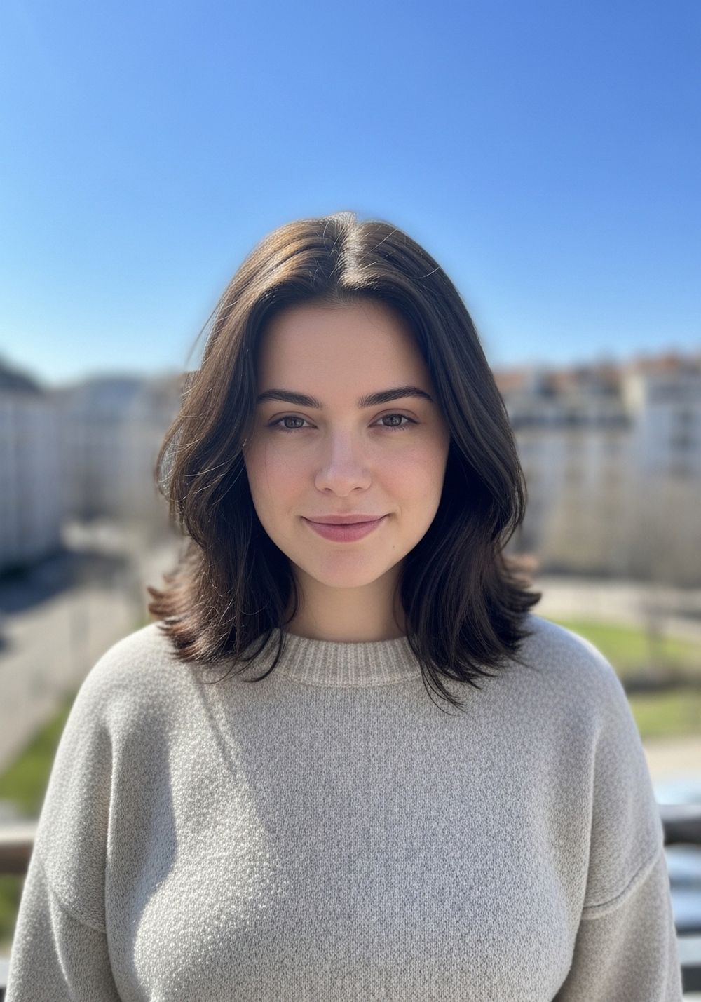 Tousled Day-After Rich Brunette Blunt Lob Hairstyle