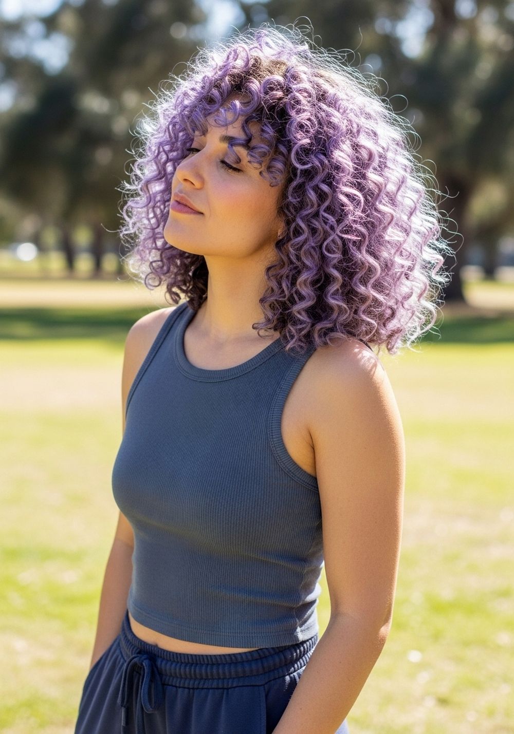 Violet-Tinted Brunette Curls