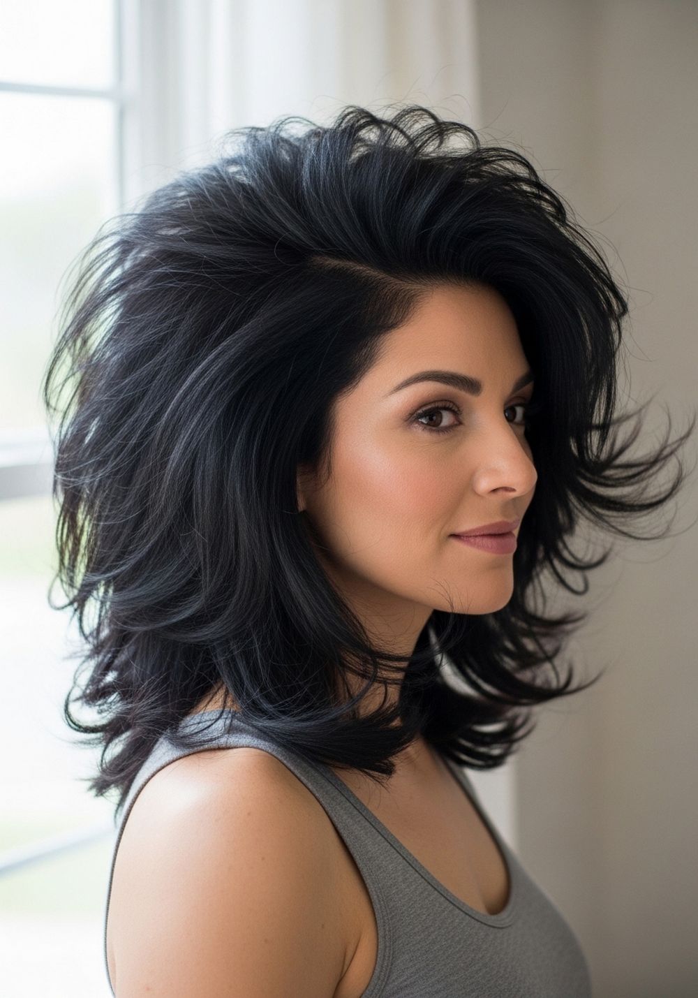 Voluminous Feathered Butterfly for Thick Hair