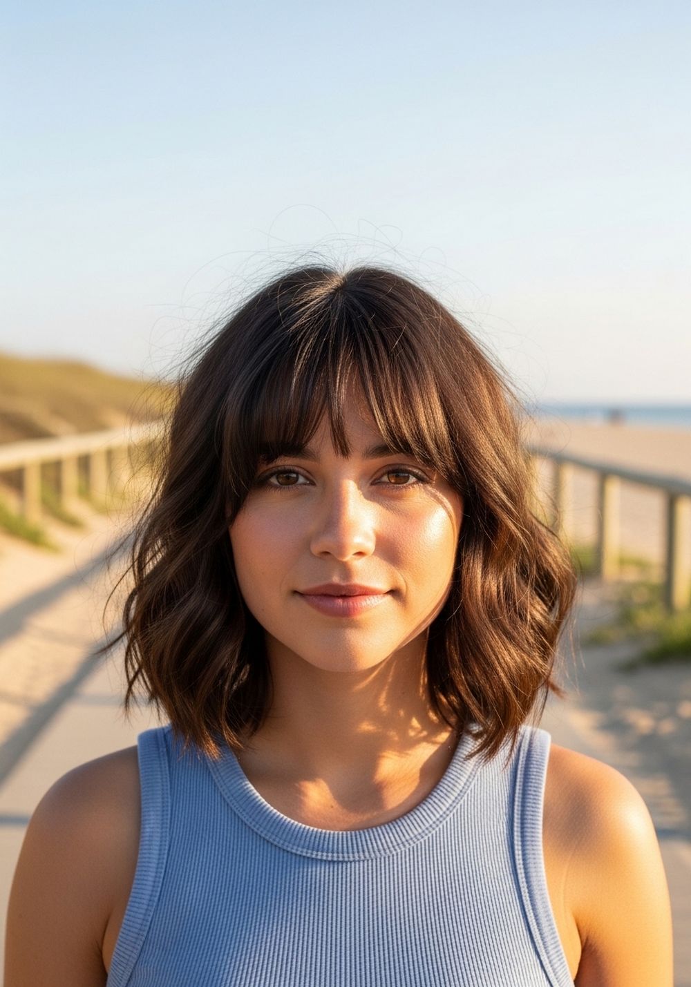 Wavy Shaggy Multi Layers with Side Bang Hairstyle