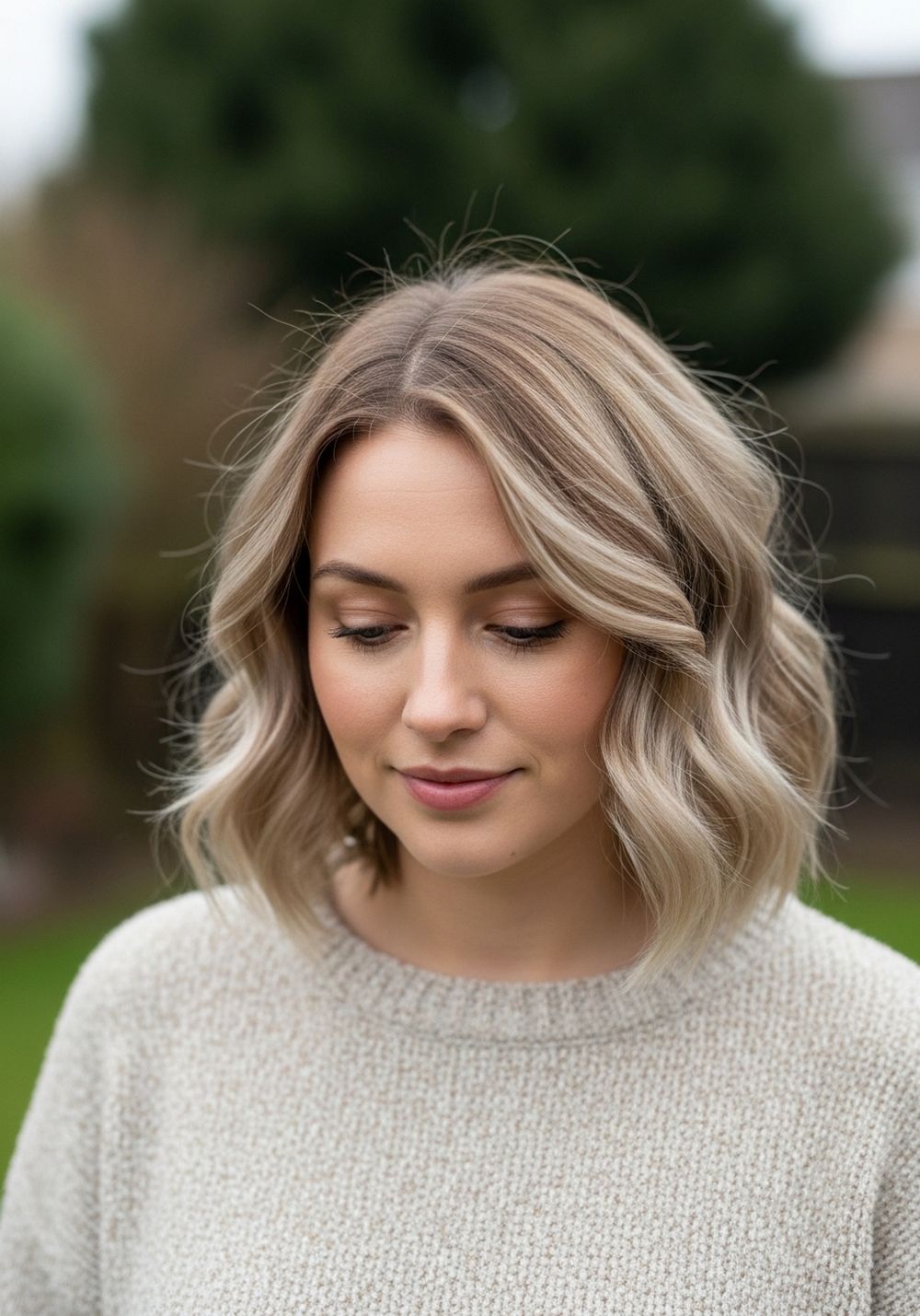 Wavy Side Flick Long Bob Hairstyle