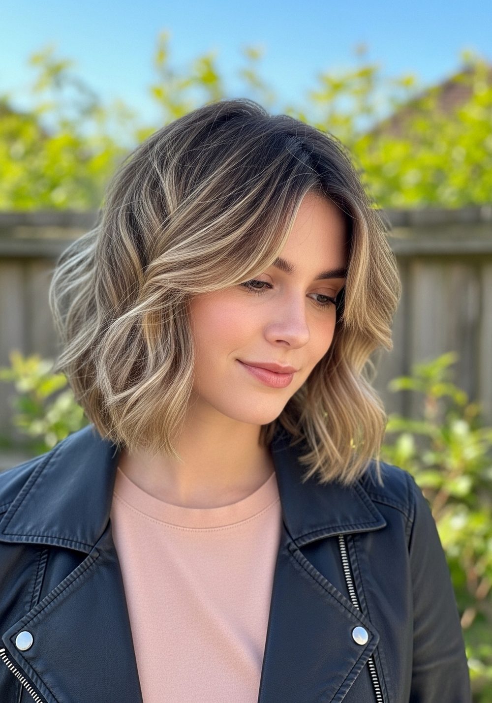 Air-Dried Wavy Shaggy Bob Hairstyle