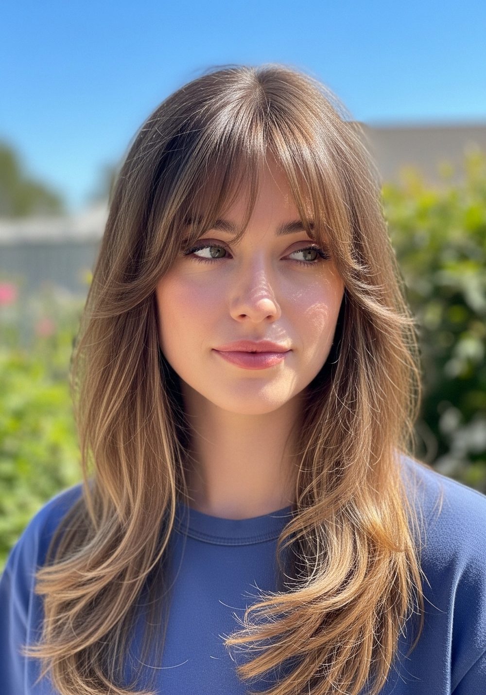 Airy Butterfly Bangs With Light Layered Lengths Hairstyle