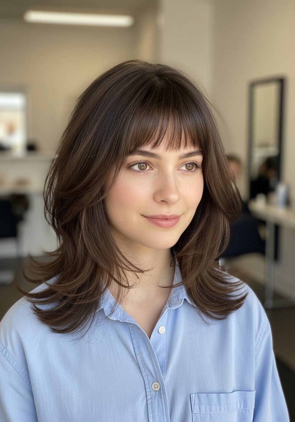 Airy Fringe Salted Wolf Cut Hairstyle