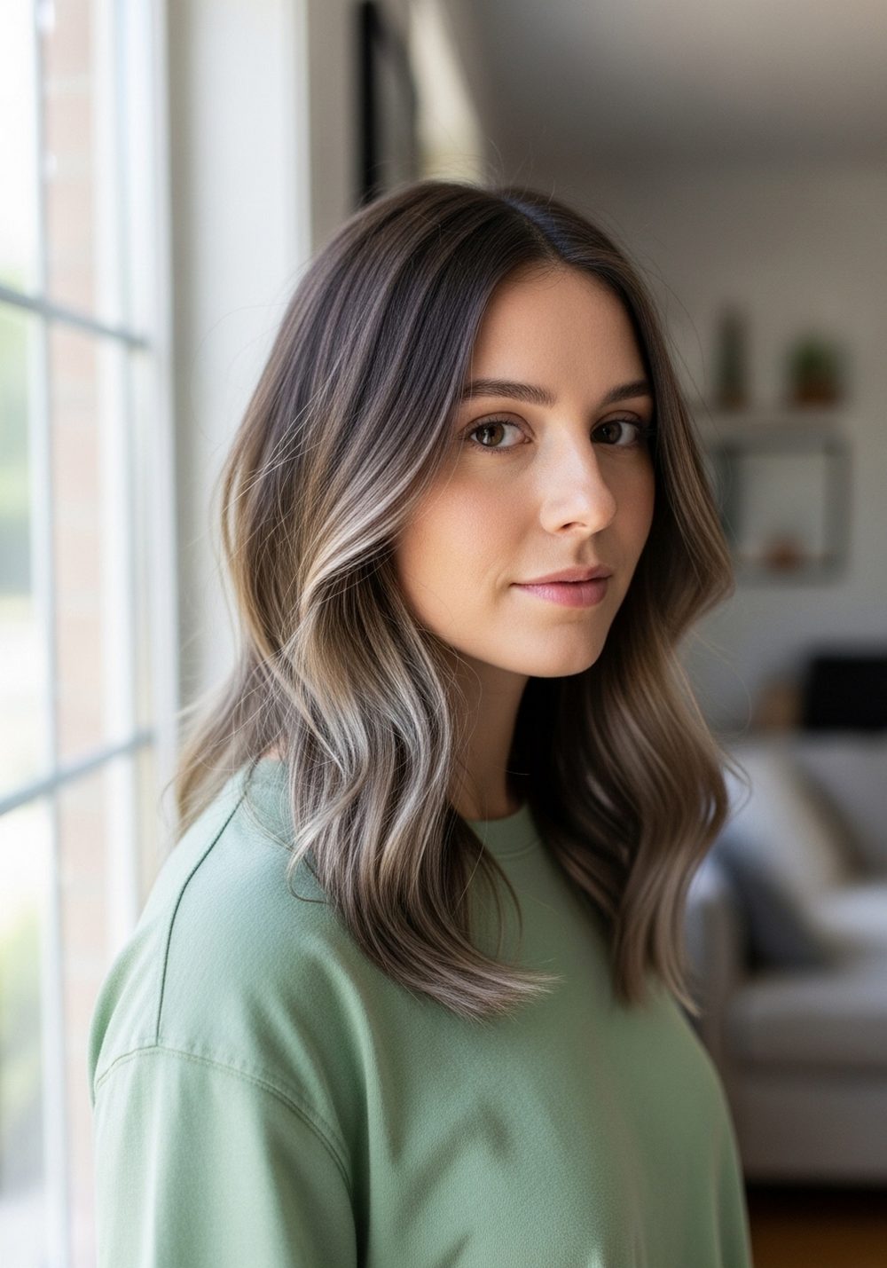 Ash Brown Root Melt Hairstyle