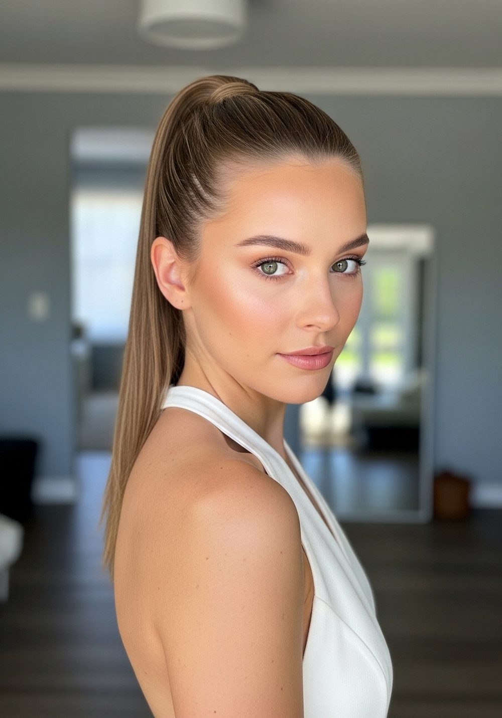 Backless Party Look Ponytail Hairstyle