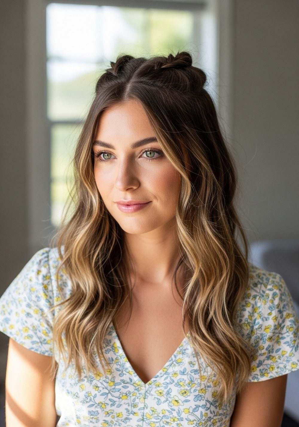 Beachy Cross-Over Braid Half-Up Hairstyle