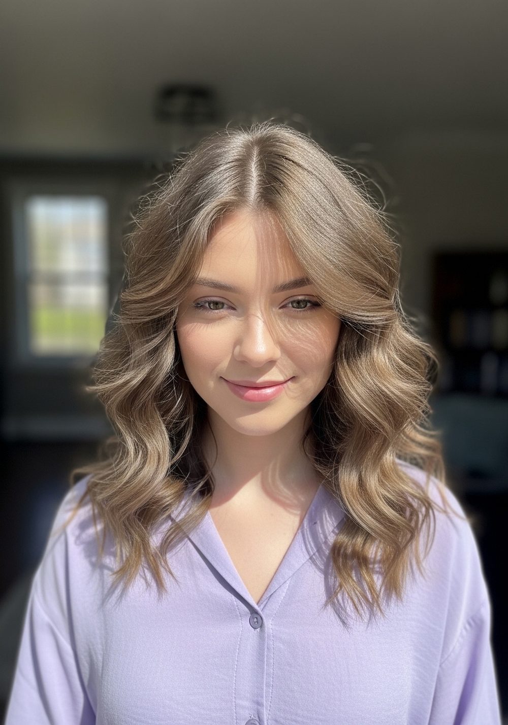 Beige Ash Brown Soft Curls Hairstyle