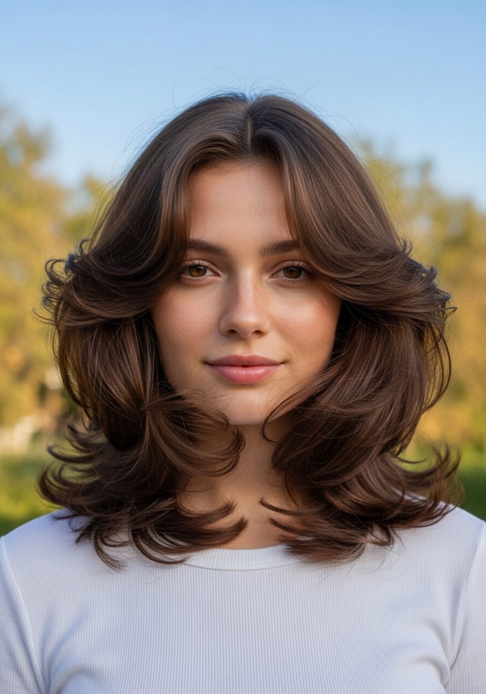 Bouncy Blowout Feathered Collarbone Layers Hairstyle