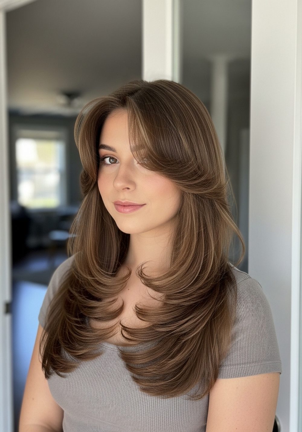 Bouncy U-Cut Long Butterfly Layer Hairstyle