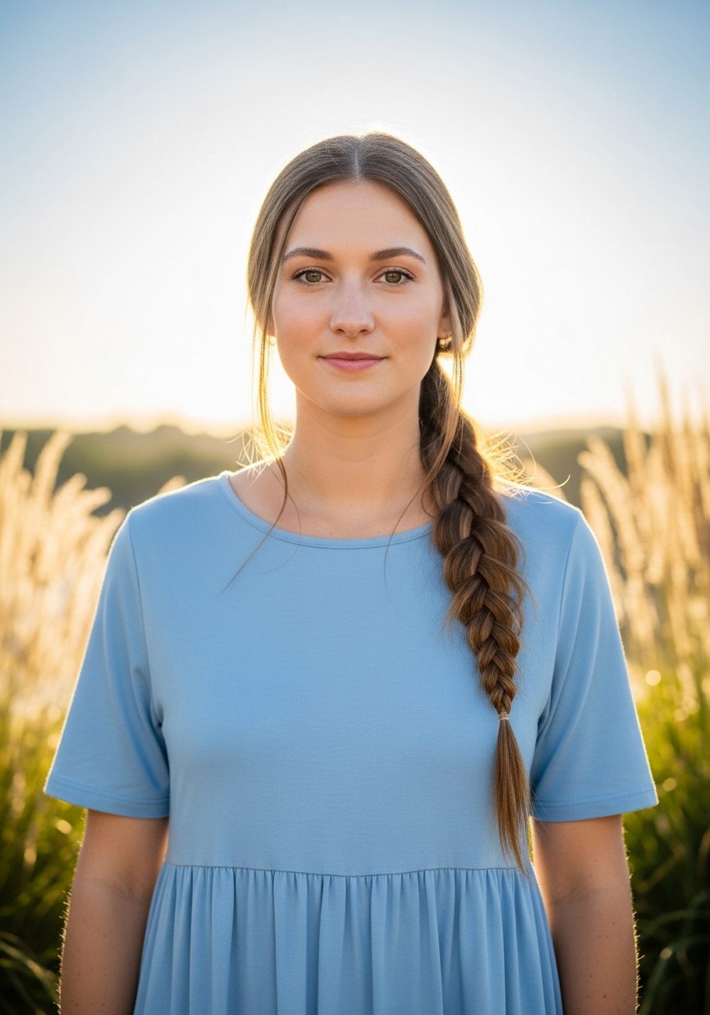 Center-Part Loose Romantic Braid Hairstyle