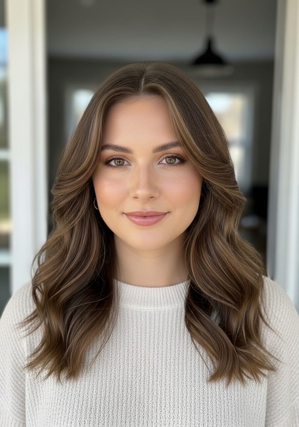 Center Part Soft Crimped Romance Waves Hairstyle