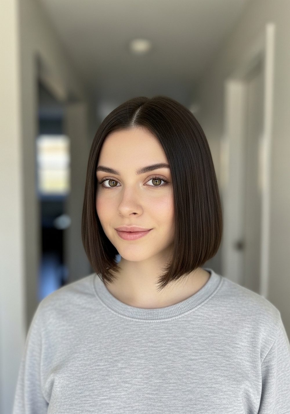 Chin-Length Fullness Side-Parted Volume Bob Hairstyle