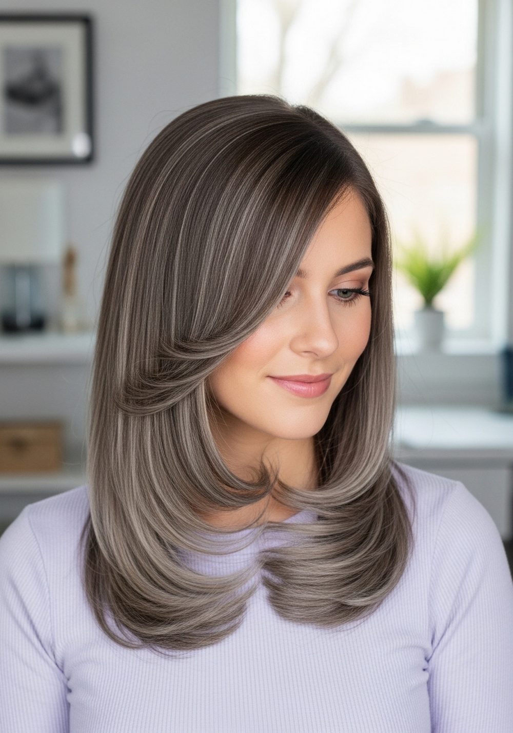 Cool Brown Flip-End Hairstyle