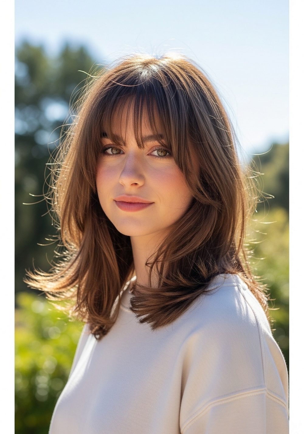 Curtain Bang Butterfly Layer Hairstyle