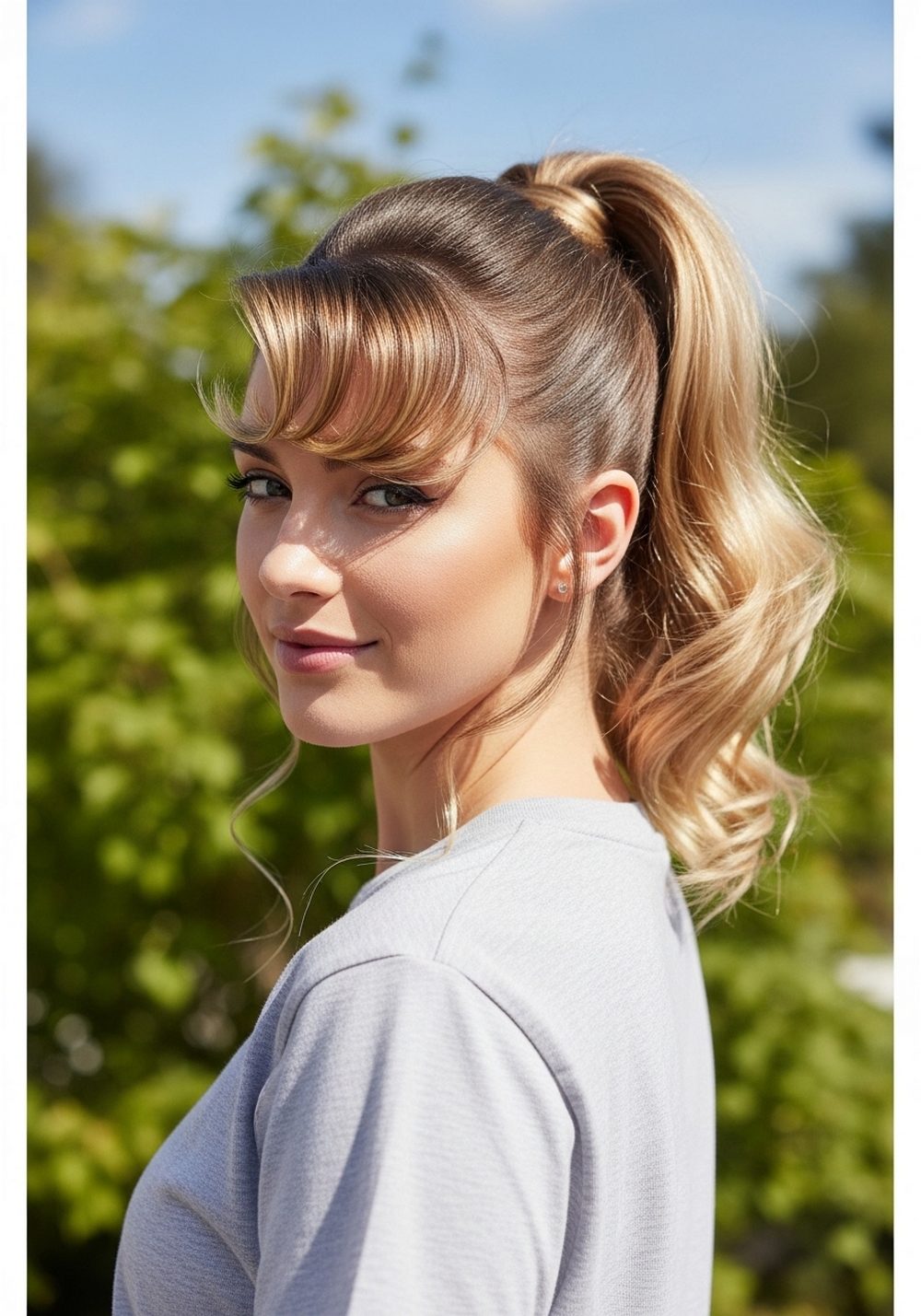 Deep Part Sculpted High Ponytail Hairstyle