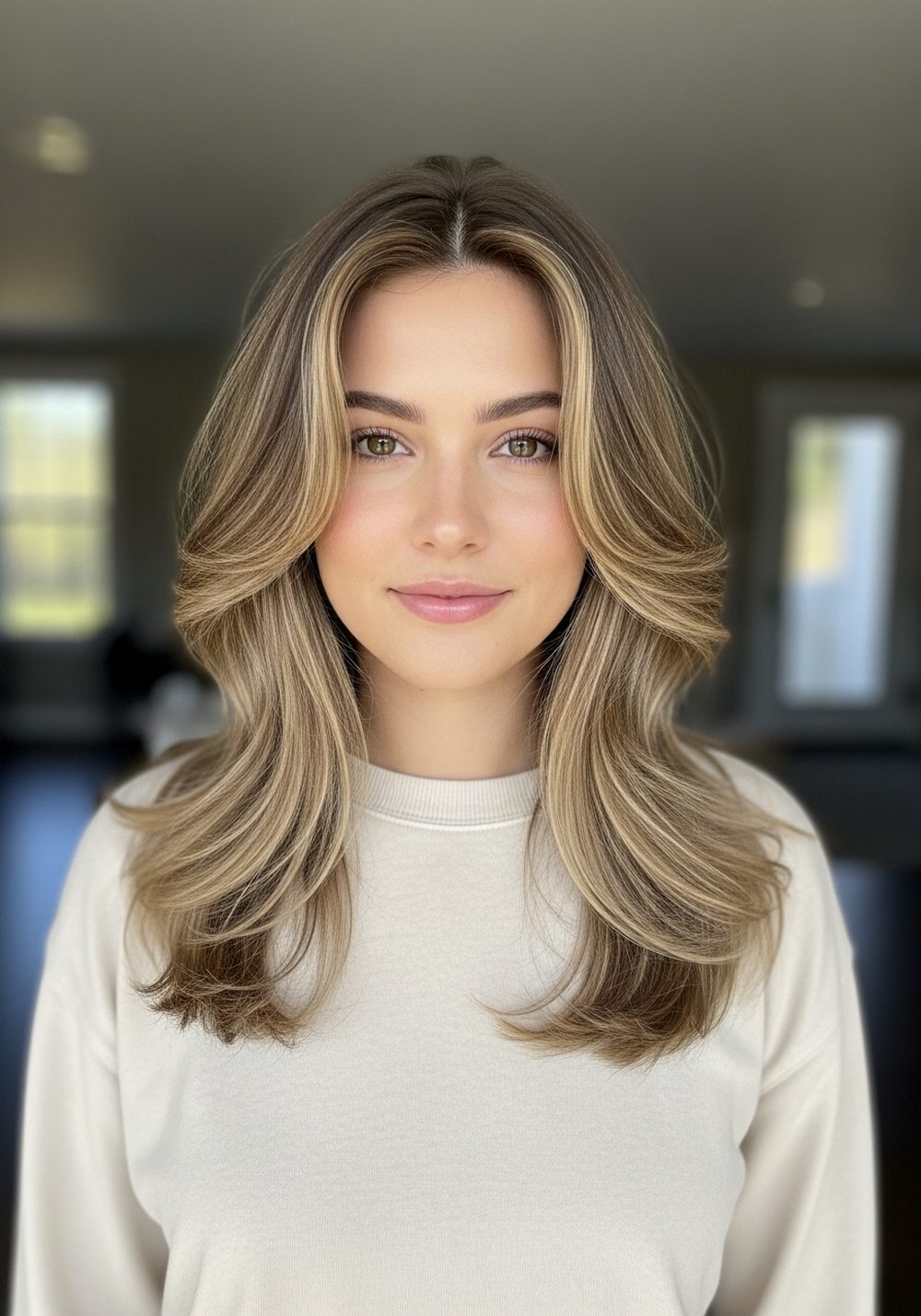 Feathered Face-Frame Salted Wolf Cut Hairstyle
