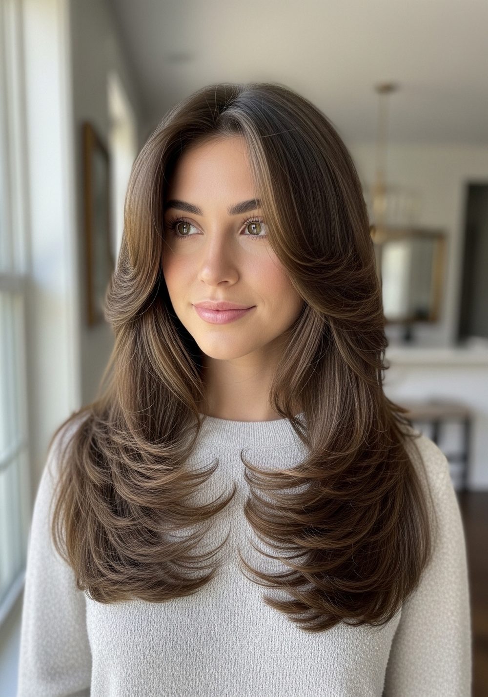 Feathered Face-Framing Long Layers Hairstyle