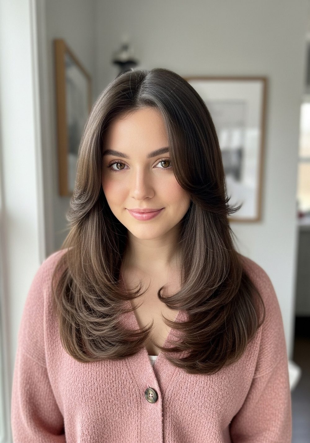 Feathered Front Pieces Butterfly Layers Hairstyle