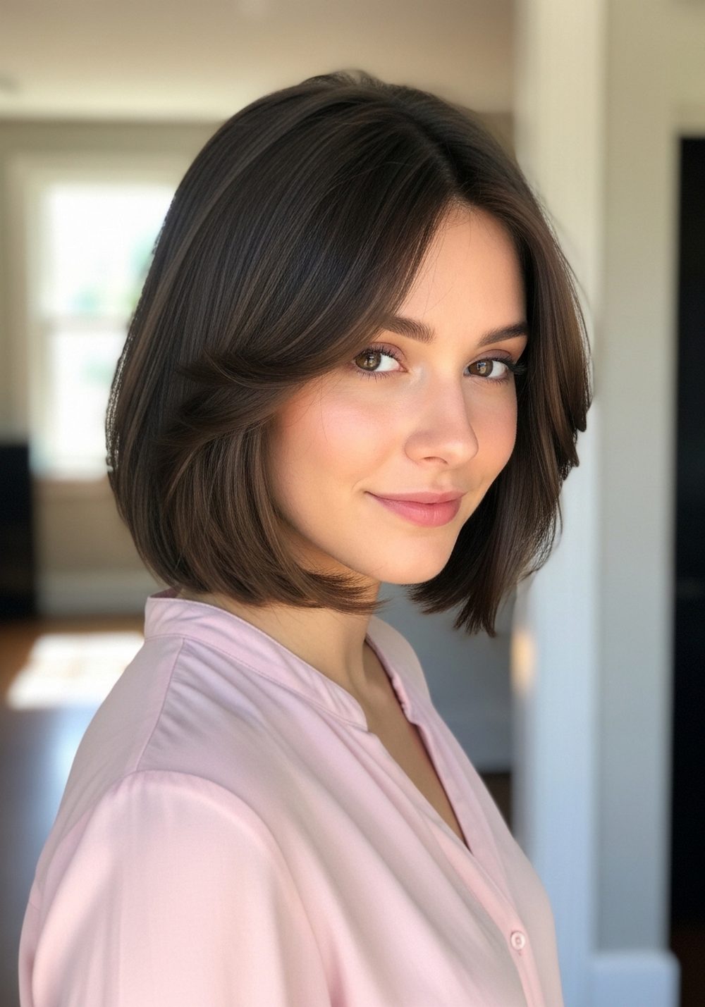 Feathered Front Swing Bob Hairstyle