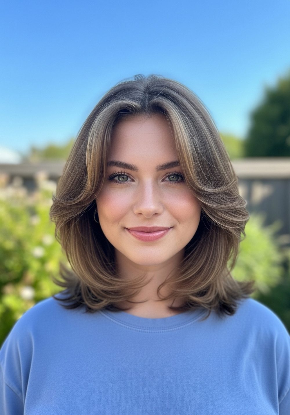 Feathered Shoulder-Length Bi-Layer Flip Hairstyle