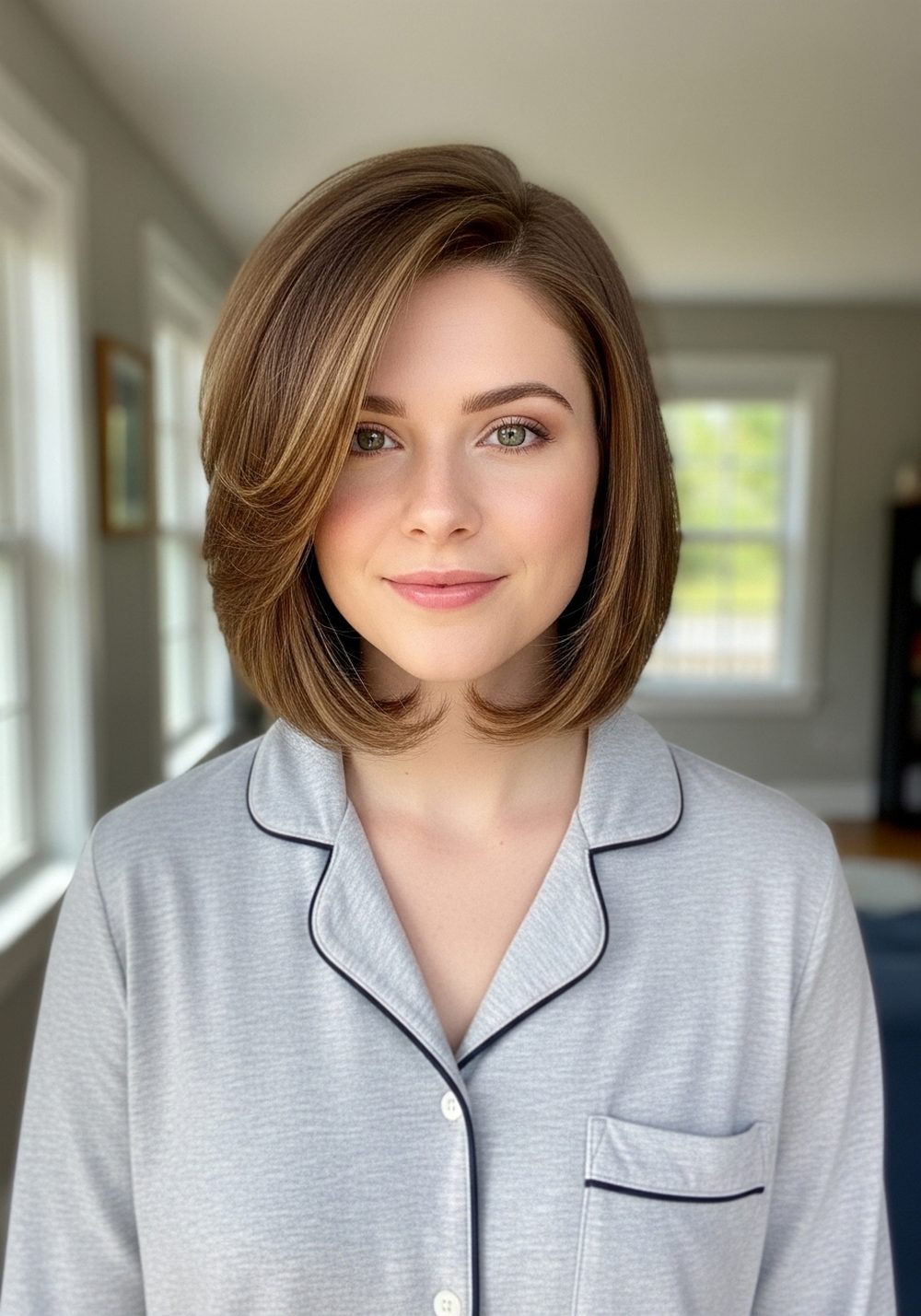 Feathered Side-Parted Volume Bob Hairstyle