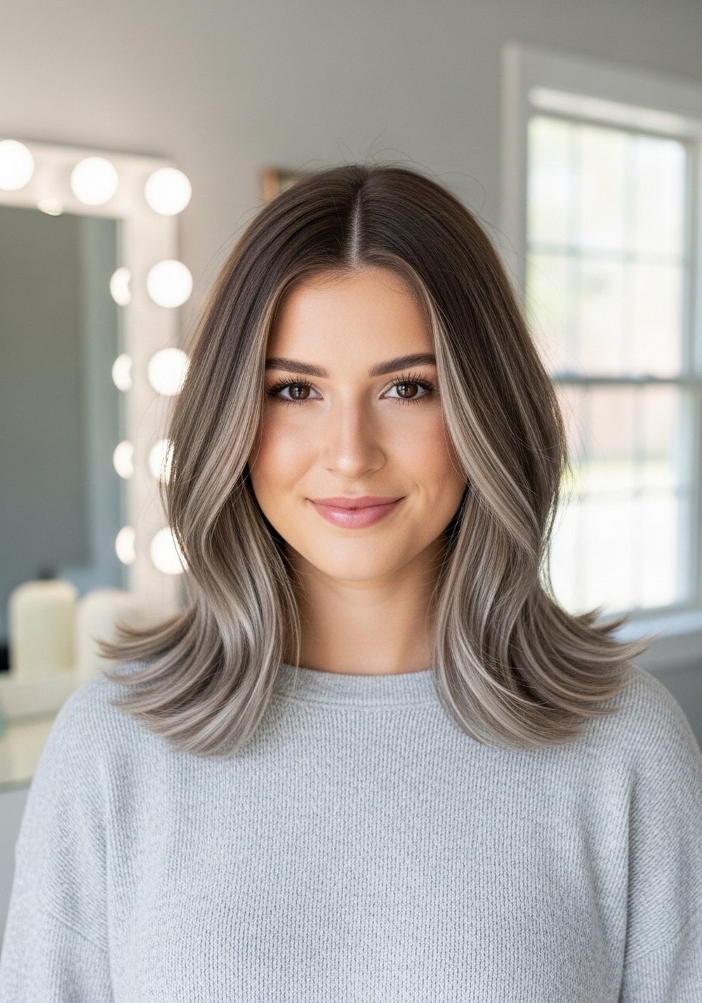 Frosted Mocha Lob Hairstyle