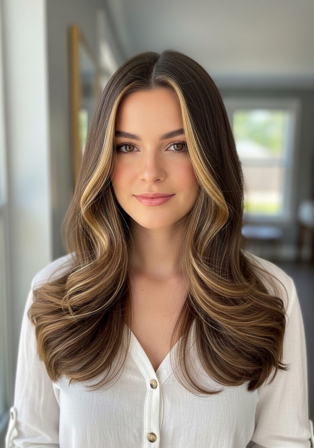 Golden Toffee Ribbon Brunette Hairstyle