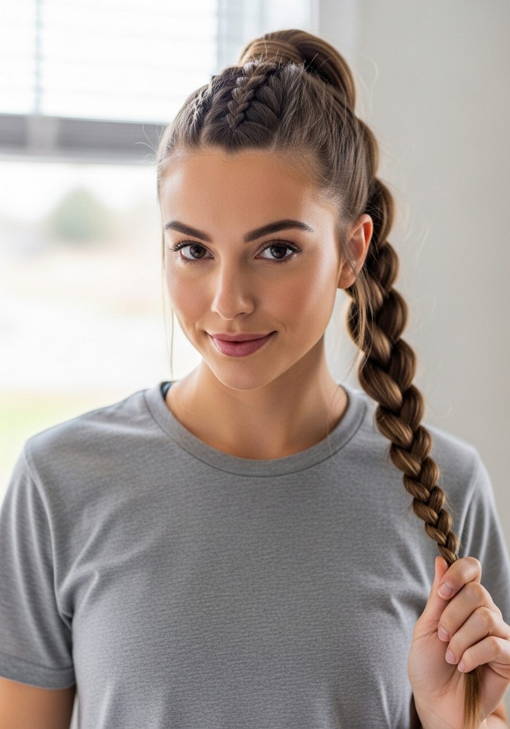 High Braided Ponytail Hairstyle