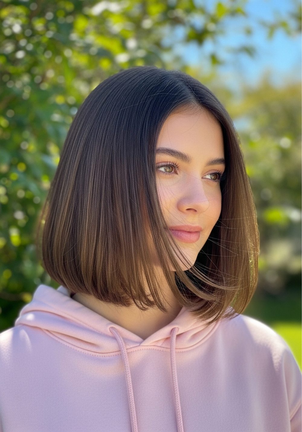 Inverted Layered Angle Bob Hairstyle
