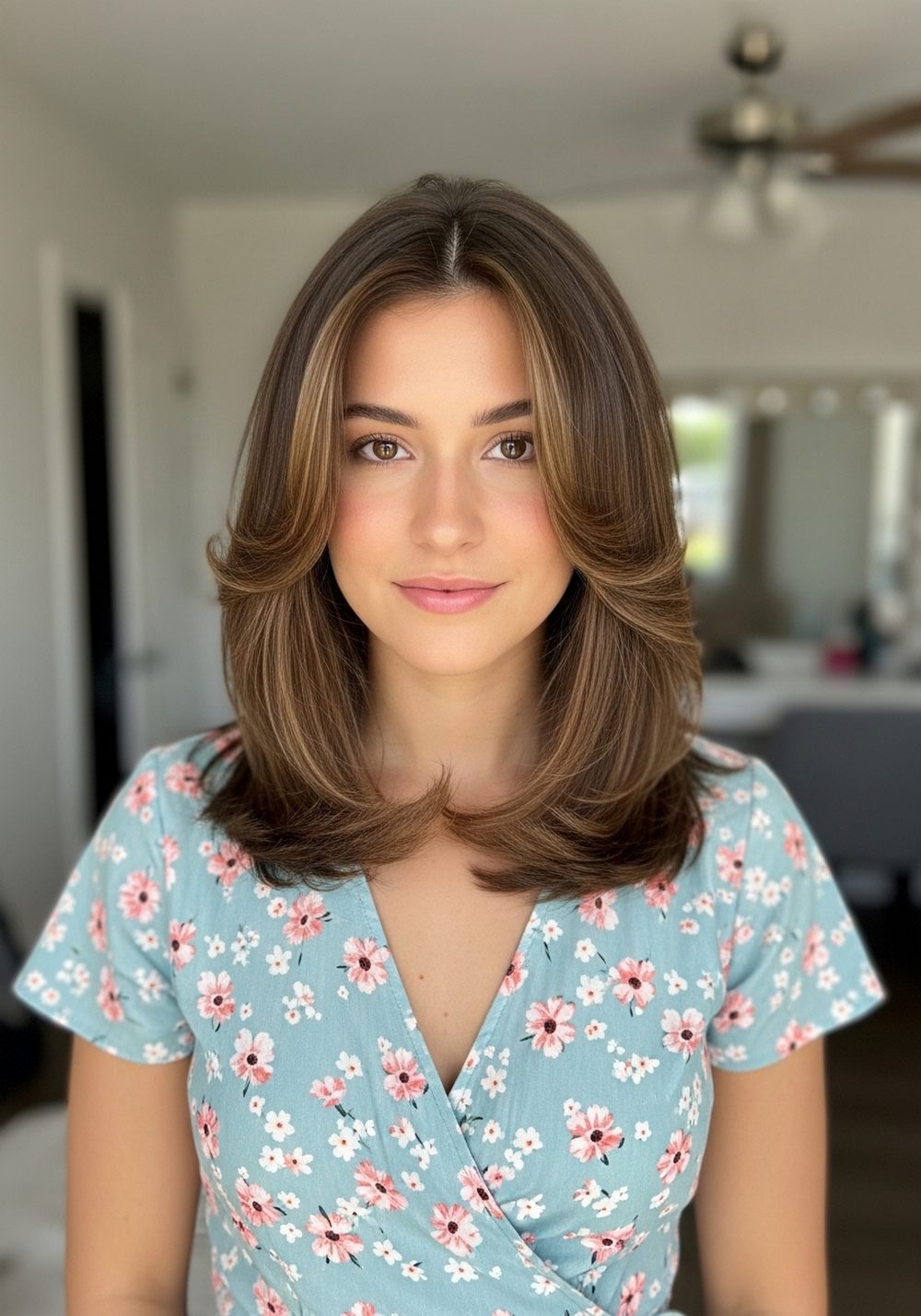 Light Flip-End Curtain Layers Hairstyle