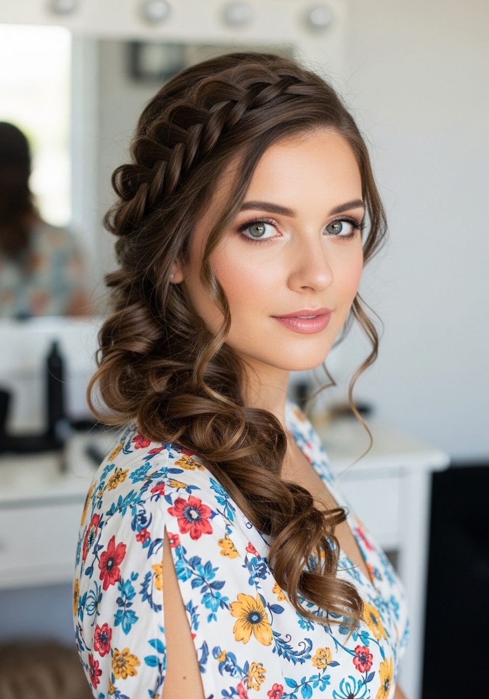 Loose Waterfall Braid Half-Up Hairstyle