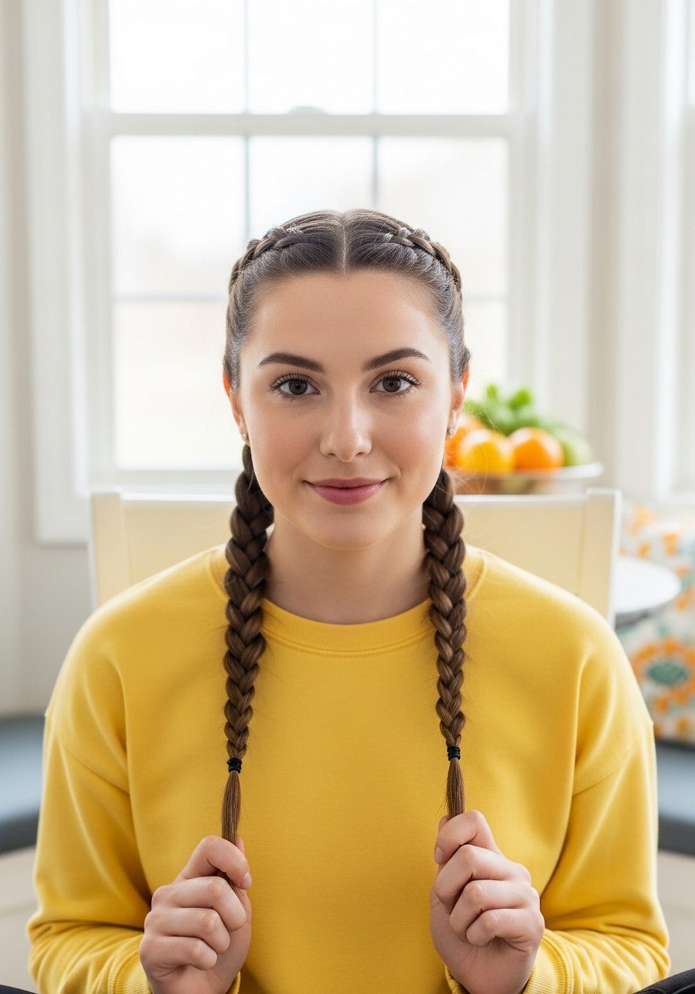 Low Braided Pigtails Hairstyle