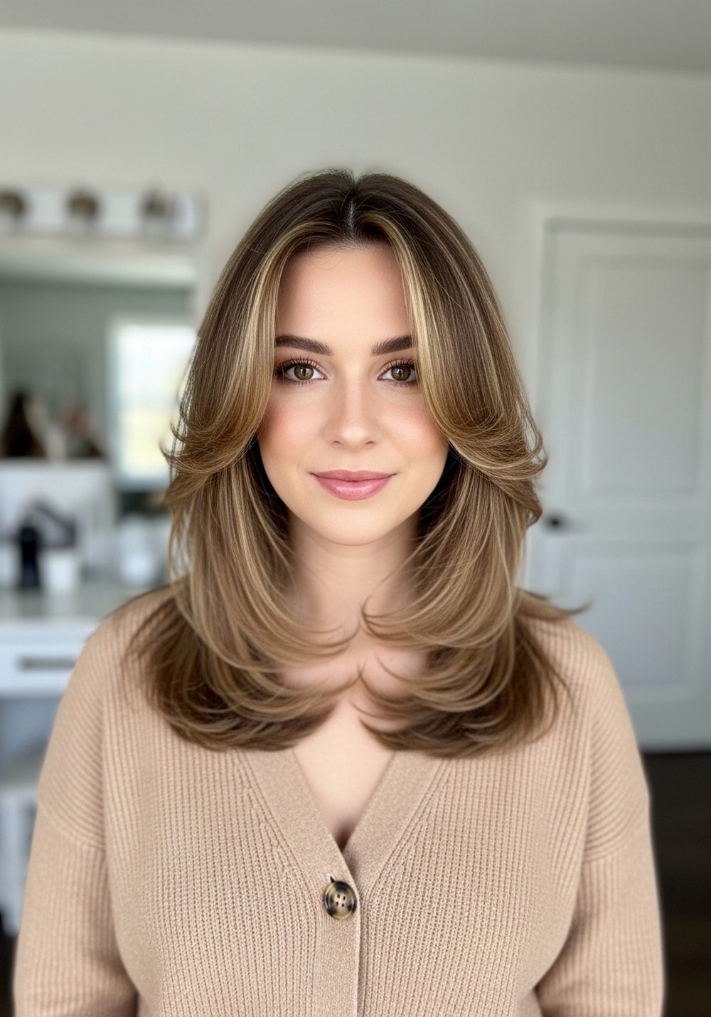 Mid-Length Bounce Butterfly Layers Hairstyle
