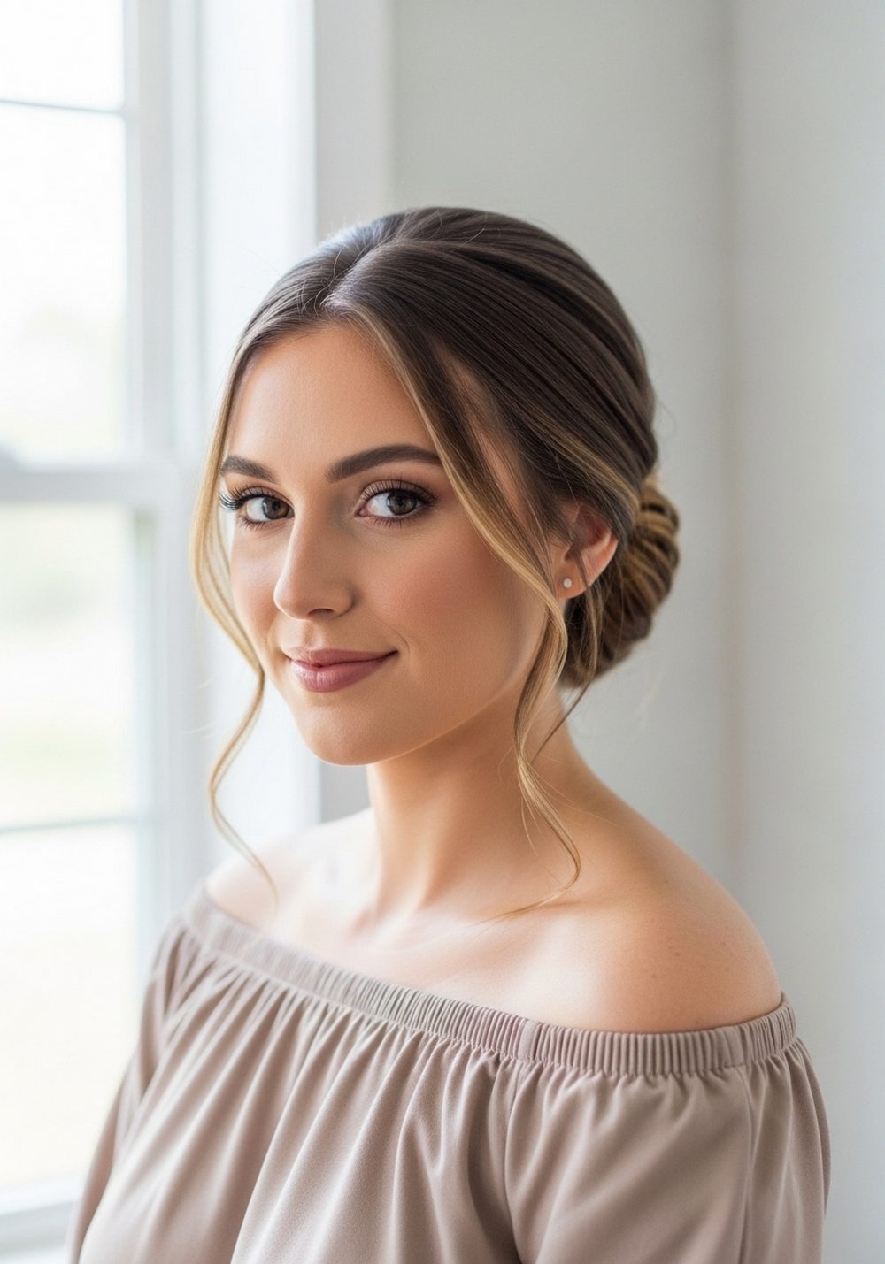 Polished Low Chignon Bridal Hairstyle