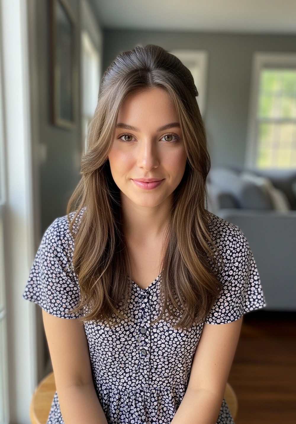 Relaxed Half-Up Curtain Layers Hairstyle
