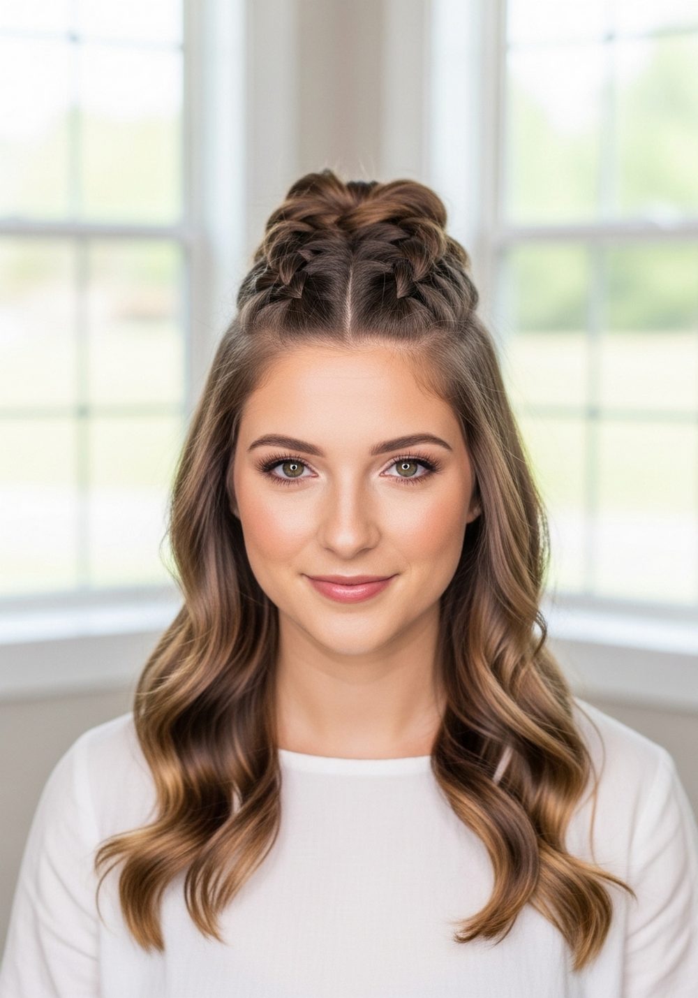 Ribbon-Like Dutch Braid Half-Up Waves Hairstyle