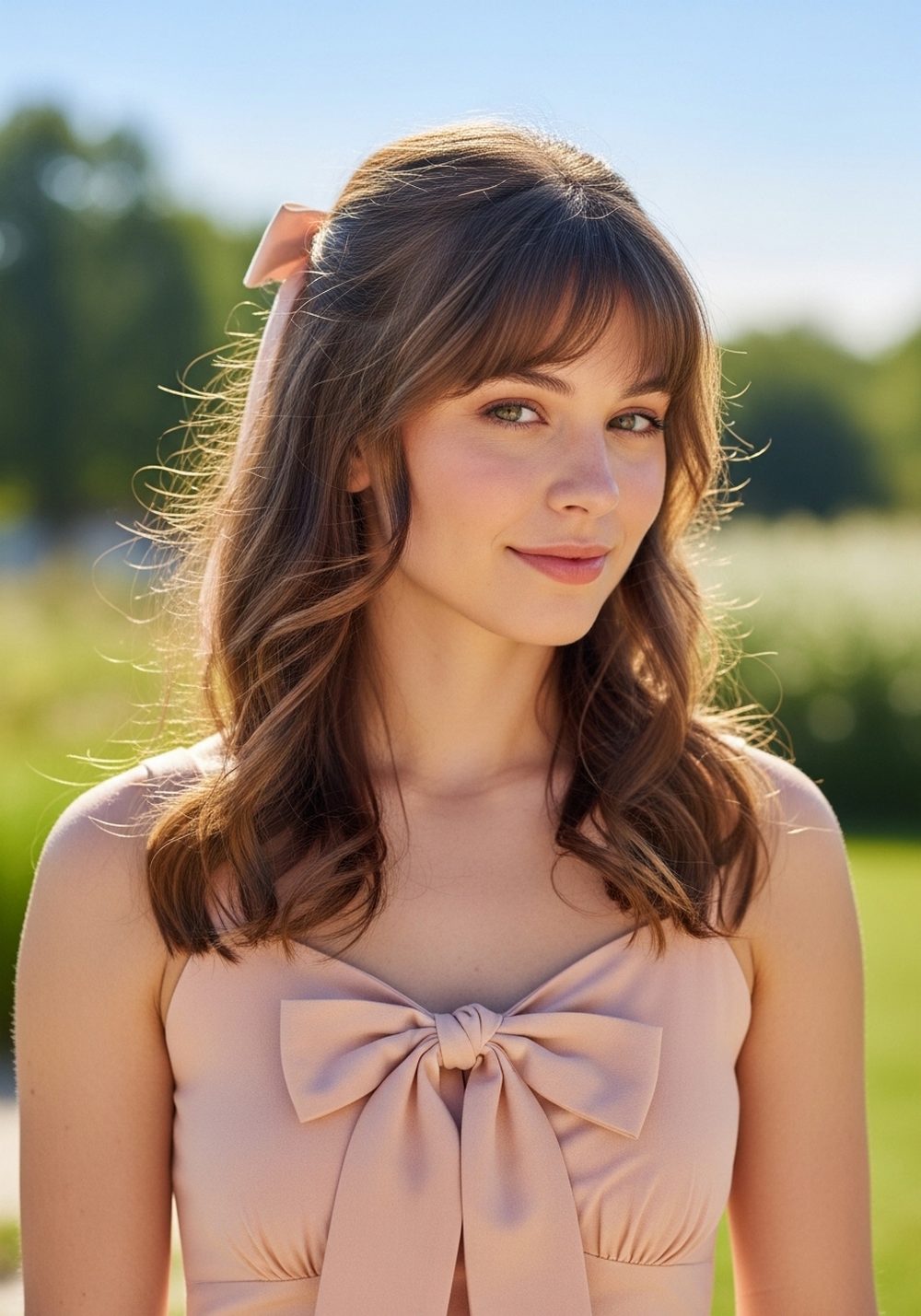 Romantic Face-Framing Ribbon Half-Up Hairstyle