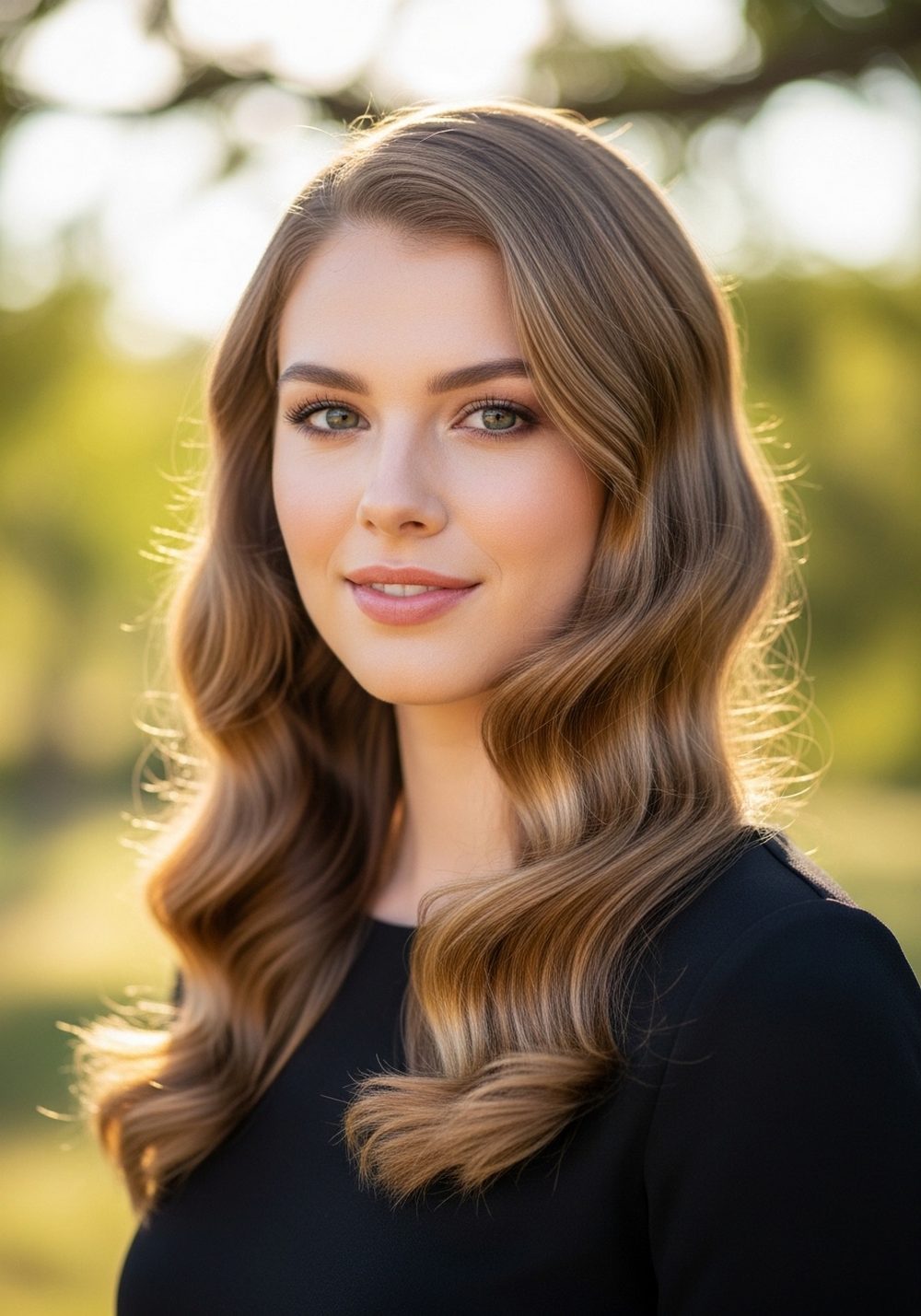 Romantic Side-Part Ripple Waves Hairstyle