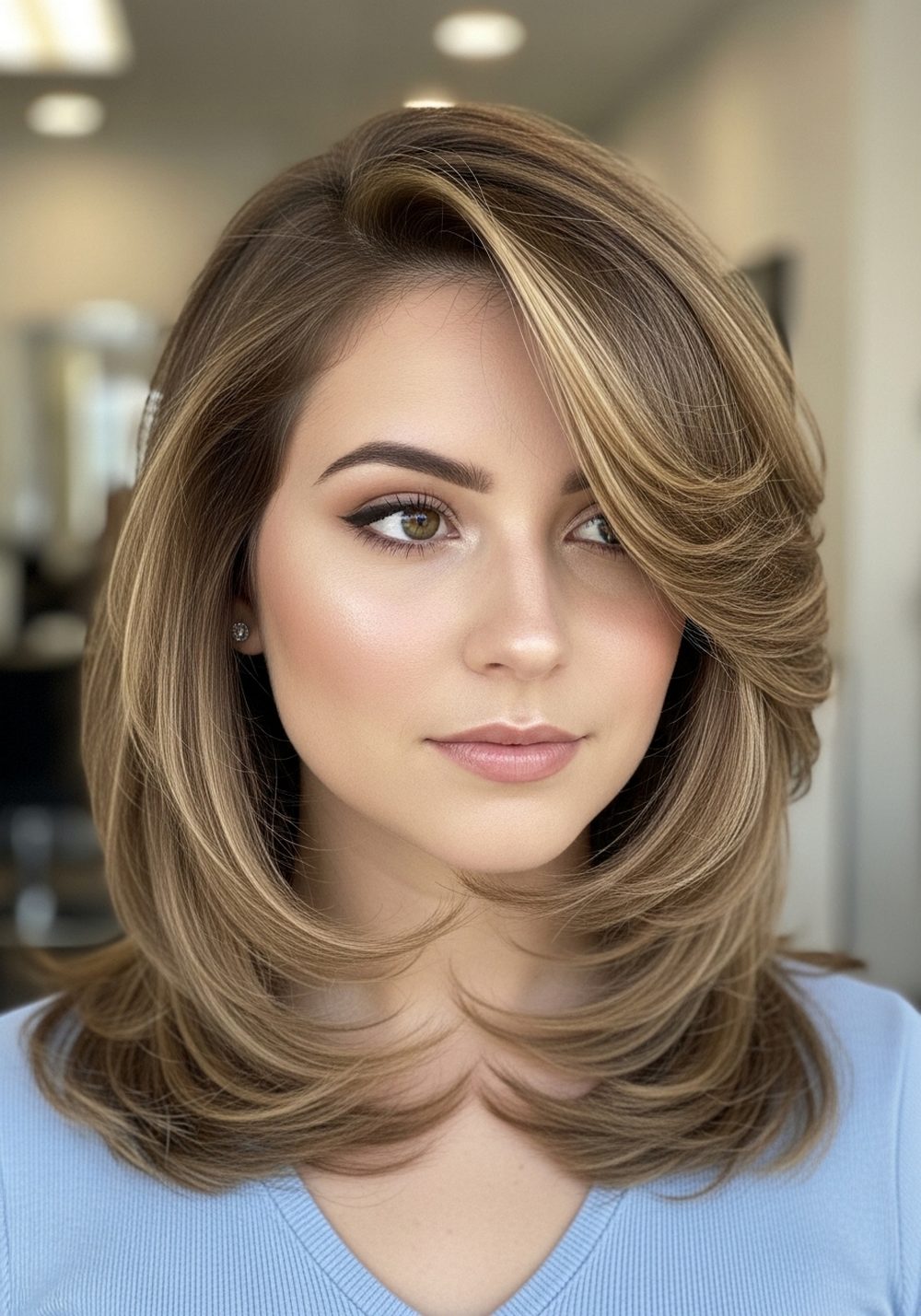 Side-Part Butterfly Haircut Hairstyle