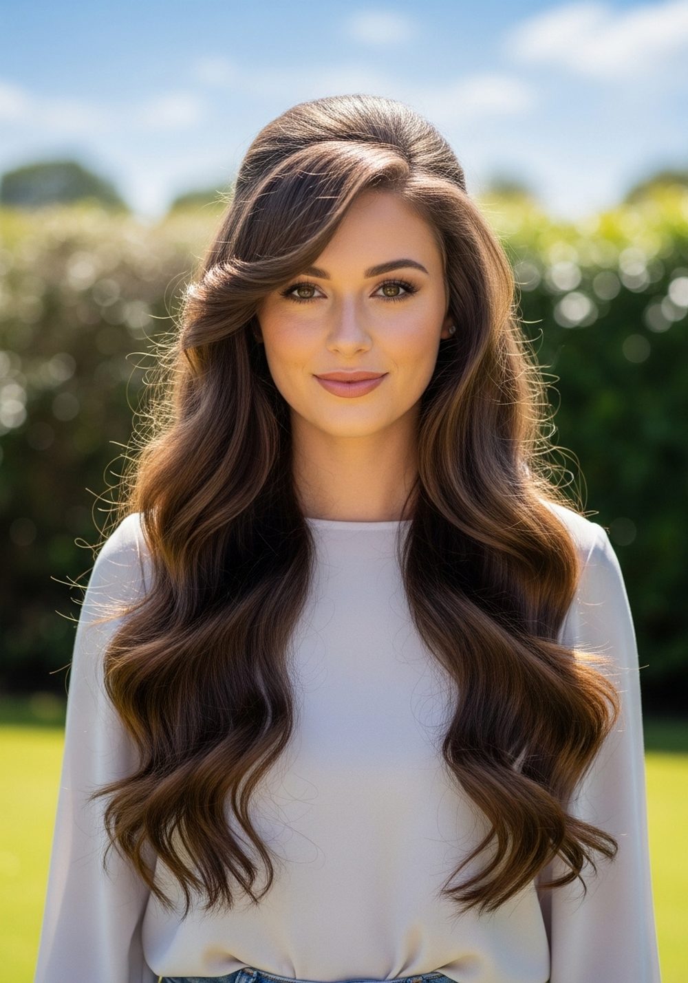 Side-Part Glam Barbie Ponytail Hairstyle
