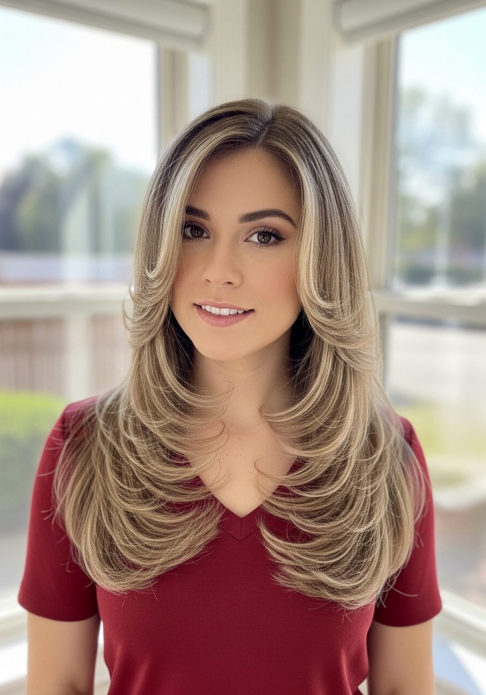 Side Part Sweep Long Butterfly Layer Hairstyle