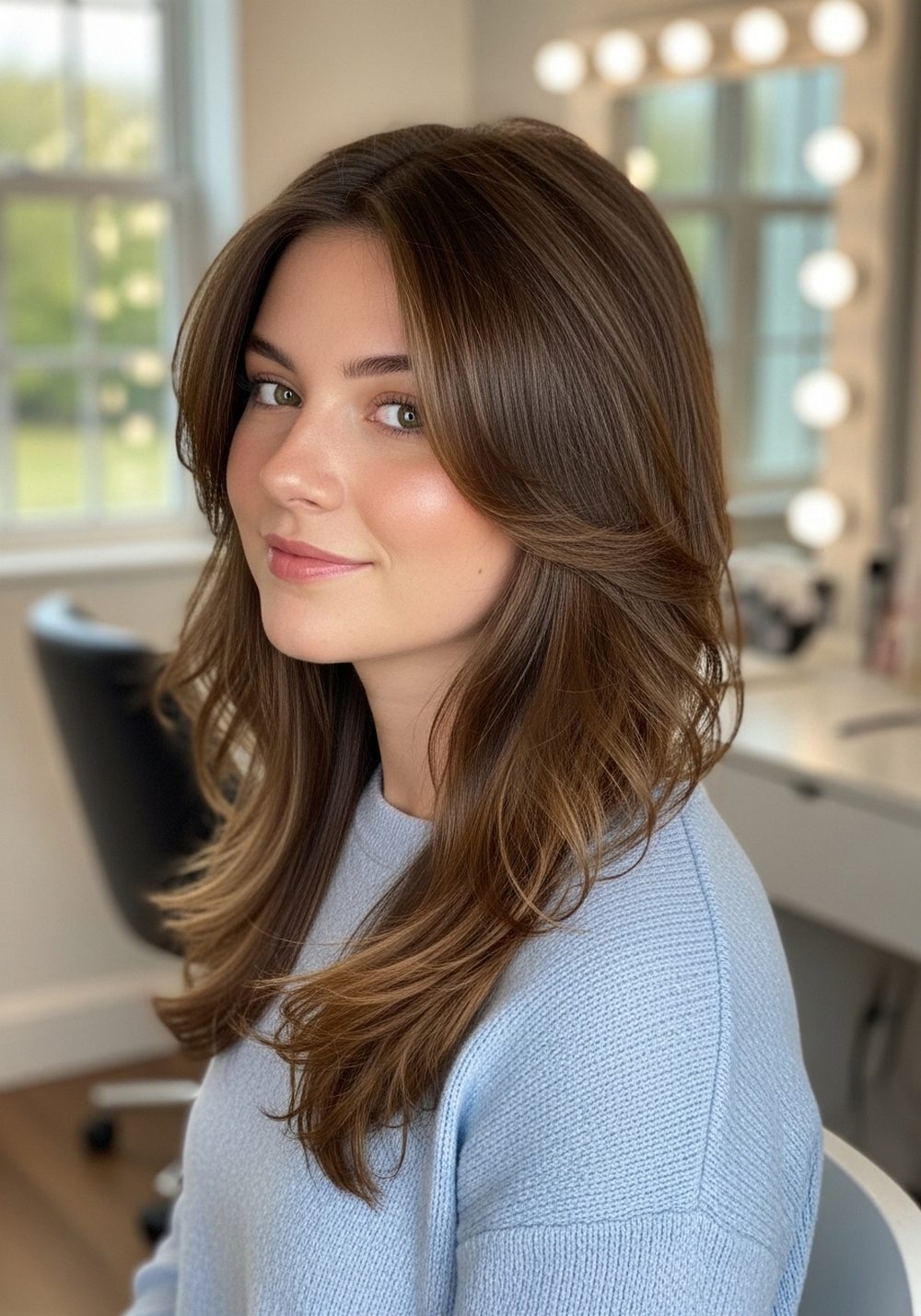 Side-Swept Soft Crimped Long Layers With Airy Bounce Hairstyle