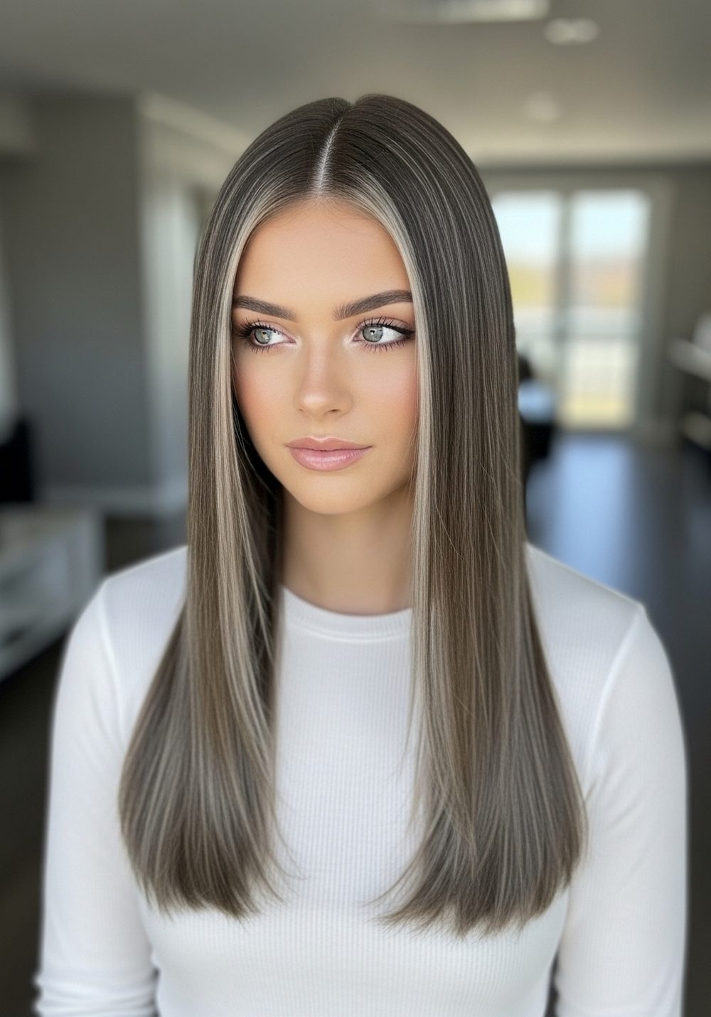 Sleek Glass Brown Hairstyle