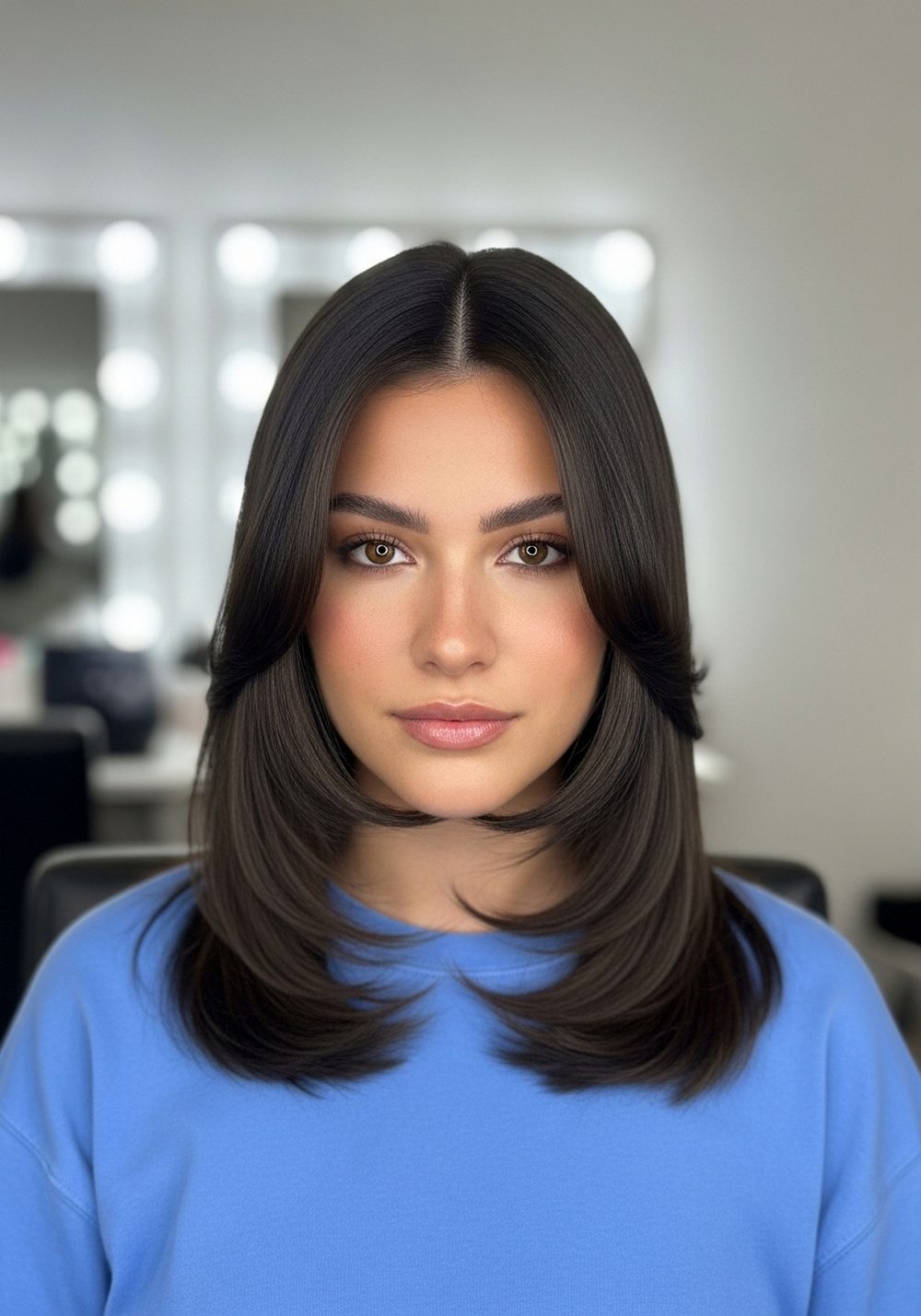 Sleek Straight Butterfly Haircut Hairstyle